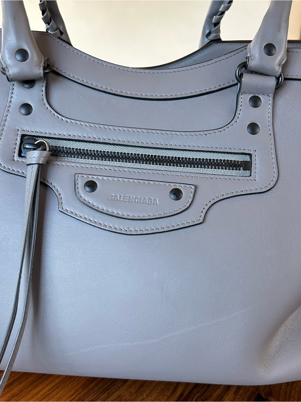Balenciaga Neo- Grey Leather Tote with Braided Handles - Picture 3 of 17